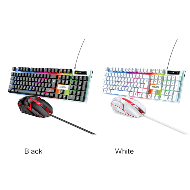KAKUSIGA Colorful Lighting, Free Control; Suspension Button, Mechanical Feel Fashionable Colorful Keyboard and Mouse Set