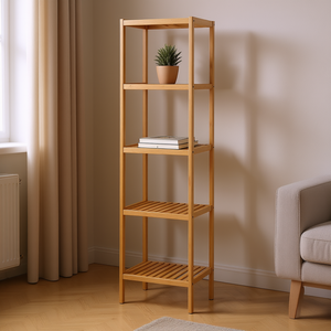 Étagère à 5 niveaux en bambou, support pour plantes, présentoir autoportant, étagère de rangement minimaliste pour salon, bibliothèque D0100HRICMX - Product Image 2