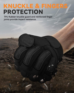 Gants tactiques de moto pour hommes - Noir, polyester léger, coupe-vent, respirant, pour la chasse, le cyclisme, la gym, les sports de plein air, l'<span class=keywords><strong>airsoft</strong></span> - Product Image 2