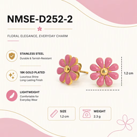 Boucles d'oreilles clous en acier inoxydable hypoallergéniques pour enfants, motif fleur de pêcher et marguerite, mignonnes et délicates, pour le quotidien, idéales comme cadeau