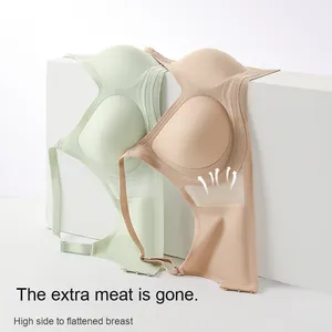 Áo ngực nữ mùa hè mỏng Áo ngực nữ cổ chữ V mềm mại thoáng khí 3D Dải thạch đẩy lên kích thước lớn có thể điều chỉnh dây đai áo ngực dệt kim - Product Image 1