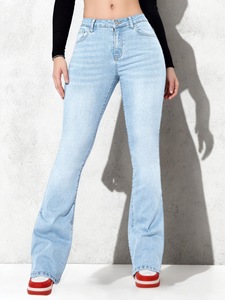 Spring and Autumn Hot Girl Tight <b>Jeans</b> Women's Street Middle <b>Waist</b> <b>Elastic</b> Pull Floor Pants Women's Slimming <b>Jeans</b> - Product Image 4