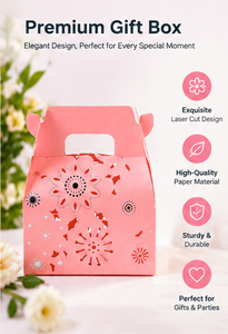 Caja de Regalo Personalizada Pequeña, de Cartón Reciclable, con Asa, en Varios Tamaños, para Regalos de Fiesta, Boda o Días Festivos - Product Image 4