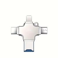 Lector de Tarjetas OTG 4 en 1 TF/SD de Diseño Metálico con Velocidad de Transferencia Rápida, el Más Vendido de Fábrica, para Memoria Flash USB Tipo C y Micro USB Externa