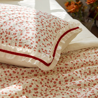 Ensemble de couette d'été en mousseline double couche en coton biologique, imprimé floral vintage, certifié Oeko-Tex, literie de chambre à coucher, tailles personnalisées