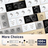 Prise murale en verre trempé conforme aux normes européennes 16A, 86 mm, prise électrique Schuko, 3500 W, anti-effraction, pour la maison et le bureau, blanc, noir, or, 16A