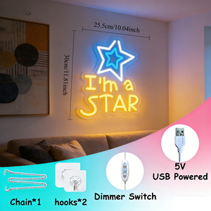 Neonawall Enseigne néon LED « I'M a <span class=keywords><strong>STAR</strong></span> » pour créateurs de contenu et streamers, avec design étoile, pour la décoration de salle de <span class=keywords><strong>streaming</strong></span> - Product Image 2