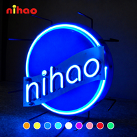 Insegna al Neon in Vetro Soffiato a Mano NIHAO, Insegna Pubblicitaria Personalizzata in Vetro Acrilico LED, Decorazione Artistica Personalizzata per Hotel e Caffè, Impermeabile per Esterni