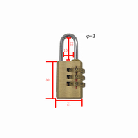 Mini cadenas d'armoire à bagages en laiton sans clé à 3 chiffres cadenas à mot de passe combiné