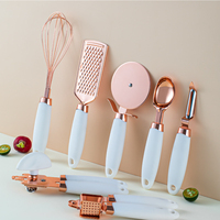 Manjia – Gadget de cuisine intelligent, accessoires, ouvre-boîte en acier inoxydable, éplucheur, fouet, coupe-Pizza, râpe, en vrac, or Rose, ustensiles de cuisine