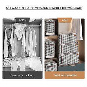 حقيبة بسعة كبيرة خزانة ملابس منزلية لحاف صندوق فرز ملابس بسحاب مقاوم للأتربة صندوق تعبئة ناعم - Product Image 3