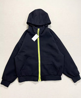 Sweat-shirt à capuche zippé épais avec logo brodé, coupe décontractée et oversize