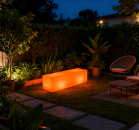 Ensemble de bancs et chaises longs en plastique LED résistant à l'eau Glow Events pour la maison, le bar, la salle de sport, l'hôtel, la salle à manger, l'extérieur et l'usage commercial