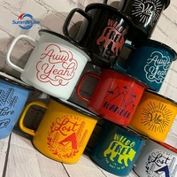 Tasse à café en émail métallique épaissie, non toxique, de qualité alimentaire, colorée, personnalisable, pour le camping et les activités de plein air