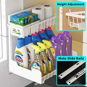 Organizador Metálico Extraíble de 2 Niveles sin Agujeros para Cajones de Cocina, Baño o Inodoro, para Condimentos y Especias - Product Image 3