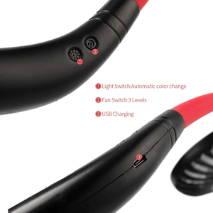 DB มินิ USB แบบพกพาชาร์จได้พัดลมคู่ห้อยคอแอร์เย็นสีสันสดใสกลิ่นหอมไฟฟ้าพัดลมตั้งโต๊ะสามตัว - Product Image 3