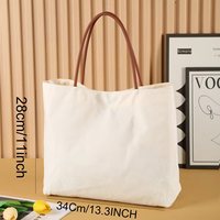 Tas Tote Kanvas Katun dengan Pegangan Bahu, Cetak Nama Sesuai Pesanan, Hadiah untuk Pengiring Pengantin