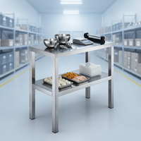 Mesa de Trabajo Industrial Resistente para Fábrica de Alimentos, de 2 Niveles, Económica, de Acero Inoxidable, para Almacenes de Cadena de Frío