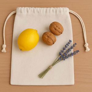 Bolsa de Regalo de Algodón con Logotipo Personalizado, Bolsa Cosmética de Algodón con Cordón, Color Blanco Natural - Product Image 2