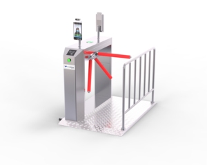 Tourniquet bidirectionnel en acier inoxydable IP55 anti-écrêtlement avec lecteur QR Code et RFID, portique de sécurité à trois poteaux pour contrôle d'accès - Product Image 3