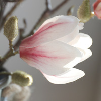 Branche de fleur de magnolia artificielle en plastique de soie 3D de haute qualité, toucher réel, pour mariage, nouvel an, Noël, décoration de la maison