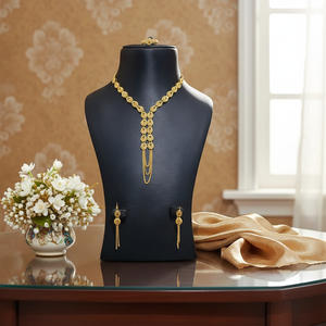 Parure de collier plaqué or 24 carats d'un gramme, motif floral et chiffres, chaîne légère en laiton, style religieux tendance, pour fiançailles - Product Image 3