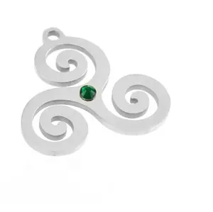 Yiwu aceon logotipo de viking de triskele, aço inoxidável, símbolo da jóia, cortado para fora, círculo de aniversário, etiqueta com logotipo inspirado em triskele