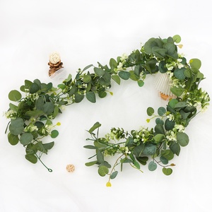 Decoración de Ambiente para Bodas con Mimbre Artificial y Plantas Verdes de Seda, Decoración Ecológica para Mesa, Guirnalda Colgante de Pared - Product Image 1