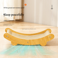 YOUME Grattoir de chaise longue moderne en bois pour chat avec plusieurs options de tissu | Lit surélevé respirant anti-humidité pour animal de compagnie