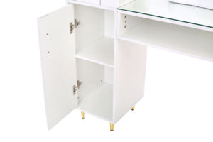 Table de manucure pour techniciennes, plateau en verre, repose-poignet, poste de travail de beauté pour <span class=keywords><strong>salon</strong></span>, résistant à l'acétone, moderne, pour <span class=keywords><strong>salon</strong></span> de beauté - Product Image 6