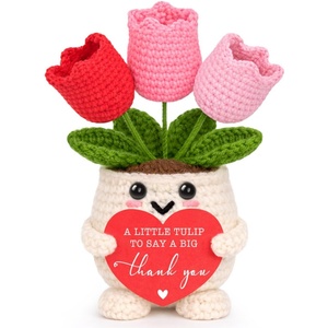 Cadeau de Remerciement pour Femme, Cadeau de Fin d'Année pour Enseignante, Cadeau de Reconnaissance pour Employé, Collègue, Chef, Fleur de Tulipe au Crochet Faite à <span class=keywords><strong>la</strong></span> Main - Product Image 1