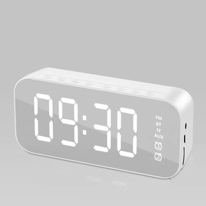 Wholesale <b>Mirror</b> Surface BT Alarm <b>Clock</b> Speaker With Large LED Display And Dual Alarm For Bedroom Office Desktop Gift Custom - Product Image 4