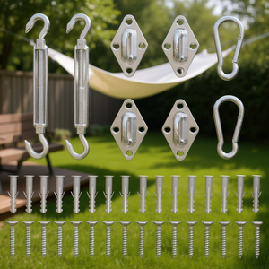 Juego de accesorios para toldo de acero inoxidable, kit de 8 piezas para sombreado exterior con ganchos, mosquetones y anclajes - Product Image 2