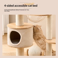 Arbre à chat en bois massif de style japonais avec lit intégré, structure d'escalade et griffoir tout-en-un pour chats de grande taille
