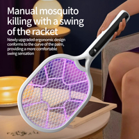 Matamoscas con Pantalla Digital LCD, Raqueta Recargable de ABS, Lámpara Antimosquitos para Hogar, Escritorio, Sala de Estar, 50-100m