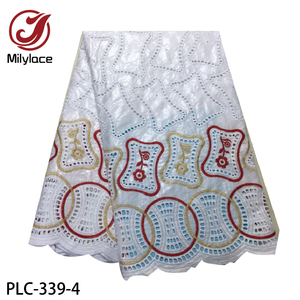 Plus récent Blanc <span class=keywords><strong>Broderie</strong></span> 100% Coton Guipure Dentelle Tissu Bazin Africain - Product Image 1