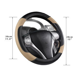 Housse de volant de voiture en cuir de qualité supérieure, taille standard pour usage général, 14,5 - 15 pouces, housse de volant de voiture en cuir PU microfibre - Product Image 5