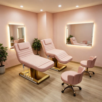 Table de massage de luxe pour spa, lit de beauté pour salon, mobilier d'esthéticienne, lit facial électrique courbé avec base dorée pour cils et cosmétiques