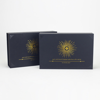 Boîte cadeau magnétique noire de luxe avec estampage doré et insert personnalisé