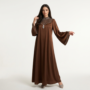 Beaded Rhinestone Modest Abaya for Women Wide Sleeve Private Label - Product Image 1