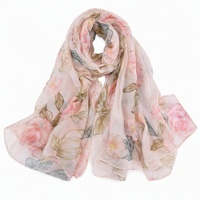 Écharpe longue florale en modal pour femme - Accessoire multi-usage pour cheveux et cou, tissu respirant