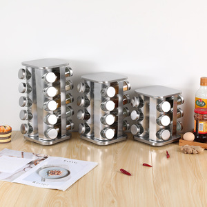 <span class=keywords><strong>Set</strong></span> di 12/16/20 Barattoli per Spezie in Vetro con Supporto Girevole in Acciaio Inox - Product Image 2