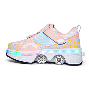 Zapatos con ruedas retráctiles, 4 ruedas, suela TPR, zapatillas populares de doble <span class=keywords><strong>fila</strong></span>, zapatos con ruedas para niños y niñas - Product Image 5