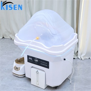 KISEN Modern Beauty Salon Portable Adjustable Height Washing Hair Bowl Shampoo Basin Sink With Gold <b>U</b>-shaped Tube for Sale Stock - Product Image 3