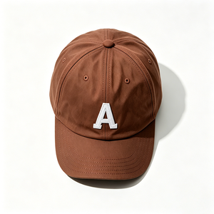 Brown 6-Panel Dad <b>Cap</b> with White Letter a Embroidery Unisex Adjustable Cotton Dad Hat Fashionable Curved Brim - Product Image 5