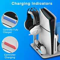 Support de charge vertical Honcam à 3 vitesses avec ventilateur de refroidissement, contrôleur Edge, station d'accueil, support de casque et éclairage RGB pour PS5 Slim Dualsense