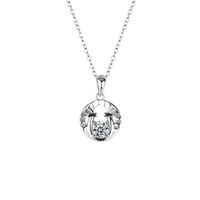Collier pendentif en argent sterling S925 avec moissanite, motif cheval, breloque ronde, chaîne de clavicule, bijoux Année du Cheval