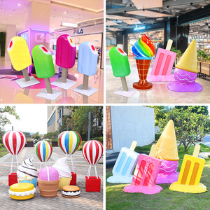 Escultura Decorativa de Helado de Simulación, Grande, para Exteriores, Decoración de Postres, Macaron, Donut, Cono, Tienda de Bebidas Frías, Artesanía de Resina y Madera - Product Image 4
