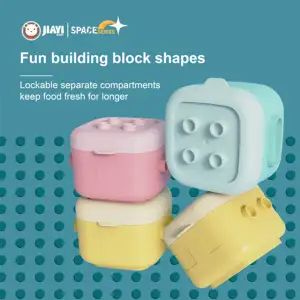 Desain blok bebas BPA multi-fungsi kotak penyimpanan makanan bayi dapat digunakan kembali dispenser susu bubuk bayi dengan tutup produk pemberi makan bayi