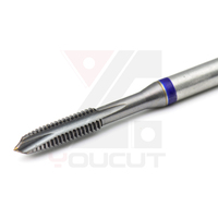 Tap Spiral Point Standar DIN dengan Lapisan TiCN, HSSE M8*0.75, Alat Pembuat Ulir Fine Pitch untuk Baja Tahan Karat di Lubang Tembus